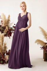 A-Line Sweep-Brush Train Chiffon Bridesmaid Dress CB0452M