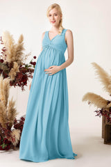 A-Line Sweep-Brush Train Chiffon Bridesmaid Dress CB0452M