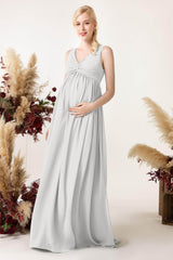 A-Line Sweep-Brush Train Chiffon Bridesmaid Dress CB0452M