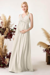 A-Line Sweep-Brush Train Chiffon Bridesmaid Dress CB0452M