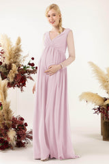 A-Line Sweep-Brush Train Chiffon Bridesmaid Dress CB0461M