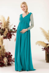 A-Line Sweep-Brush Train Chiffon Bridesmaid Dress CB0461M