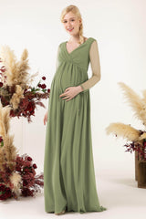 A-Line Sweep-Brush Train Chiffon Bridesmaid Dress CB0461M