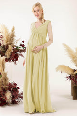 A-Line Sweep-Brush Train Chiffon Bridesmaid Dress CB0461M