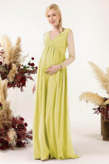A-Line Sweep-Brush Train Chiffon Bridesmaid Dress CB0461M
