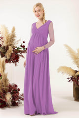 A-Line Sweep-Brush Train Chiffon Bridesmaid Dress CB0461M