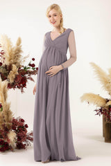 A-Line Sweep-Brush Train Chiffon Bridesmaid Dress CB0461M