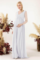 A-Line Sweep-Brush Train Chiffon Bridesmaid Dress CB0461M