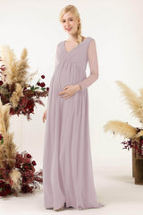 A-Line Sweep-Brush Train Chiffon Bridesmaid Dress CB0461M