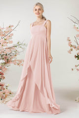 A-Line Sweep-Brush Train Chiffon Bridesmaid Dress CB0473