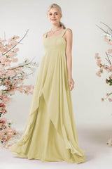 A-Line Sweep-Brush Train Chiffon Bridesmaid Dress CB0473