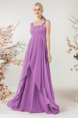 A-Line Sweep-Brush Train Chiffon Bridesmaid Dress CB0473