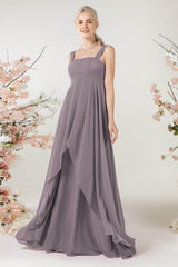 A-Line Sweep-Brush Train Chiffon Bridesmaid Dress CB0473