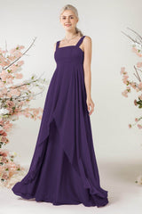 A-Line Sweep-Brush Train Chiffon Bridesmaid Dress CB0473