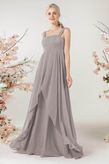 A-Line Sweep-Brush Train Chiffon Bridesmaid Dress CB0473