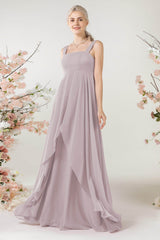 A-Line Sweep-Brush Train Chiffon Bridesmaid Dress CB0473