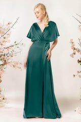 Sheath Sweep Luxe Satin Bridesmaid Dress Formal Dresses CB0505