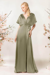 Sheath Sweep Luxe Satin Bridesmaid Dress Formal Dresses CB0505