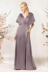 Sheath Sweep Luxe Satin Bridesmaid Dress Formal Dresses CB0505