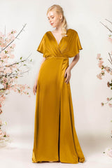 Sheath Sweep Luxe Satin Bridesmaid Dress Formal Dresses CB0505