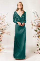 Sheath Sweep Luxe Satin Bridesmaid Dress Formal Dresses CB0506