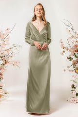 Sheath Sweep Luxe Satin Bridesmaid Dress Formal Dresses CB0506