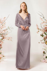 Sheath Sweep Luxe Satin Bridesmaid Dress Formal Dresses CB0506
