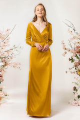 Sheath Sweep Luxe Satin Bridesmaid Dress Formal Dresses CB0506