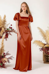 Sheath Sweep Luxe Satin Bridesmaid Dress Formal Dresses CB0511
