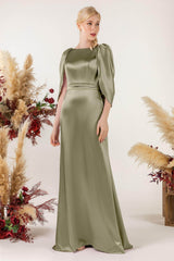 Sheath Sweep Luxe Satin Bridesmaid Dress Formal Dresses CB0513