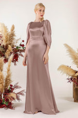 Sheath Sweep Luxe Satin Bridesmaid Dress Formal Dresses CB0513