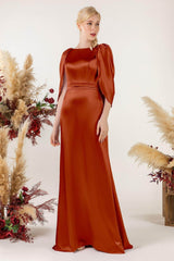 Sheath Sweep Luxe Satin Bridesmaid Dress Formal Dresses CB0513