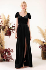 Sheath-Column Floor Length Velvet Bridesmaid Dress Formal Dresses CB0528