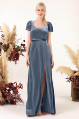 Sheath-Column Floor Length Velvet Bridesmaid Dress Formal Dresses CB0528