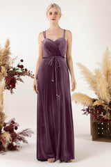 Sheath Sweep-Brush Train Velvet Bridesmaid Dress Formal Dresses CB0533
