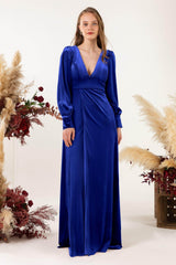 Sheath-Column Floor Length Velvet Bridesmaid Dress Formal Dresses CB0535