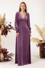 Sheath-Column Floor Length Velvet Bridesmaid Dress Formal Dresses CB0535