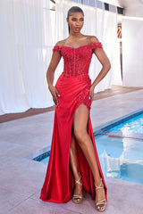 Cinderella Divine CD0186 Corset Long Prom Dress