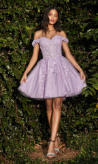 Off-Shoulder Short Floral Homecoming Dress CD0194
