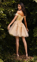 Off-Shoulder Short Floral Homecoming Dress CD0194