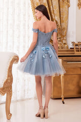 Cinderella Divine CD0194 Off Shoulder Short Tulle Graduation Dress
