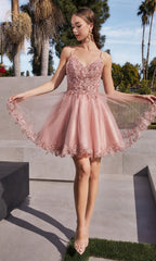 Short Homecoming Dress  CD0213 with Embroidery