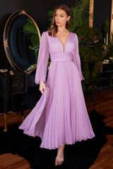 Cinderella Divine CD242S Pleated Chiffon Formal Gown
