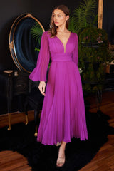 Cinderella Divine CD242S Pleated Chiffon Formal Gown