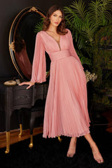Cinderella Divine CD242S Pleated Chiffon Formal Gown