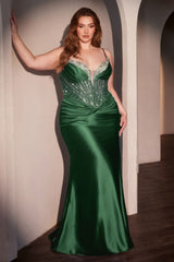 Nyx Gown - Fitted Satin Embellished Dress
