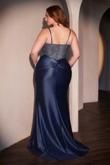 Nyx Gown - Fitted Satin Embellished Dress