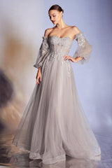 Cinderella Divine CD948 Corset Strapless Long Prom Dress
