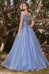 Cinderella Divine CD955 Long Off Shoulder Prom Gown