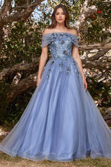 Cinderella Divine CD955 Long Off Shoulder Prom Gown